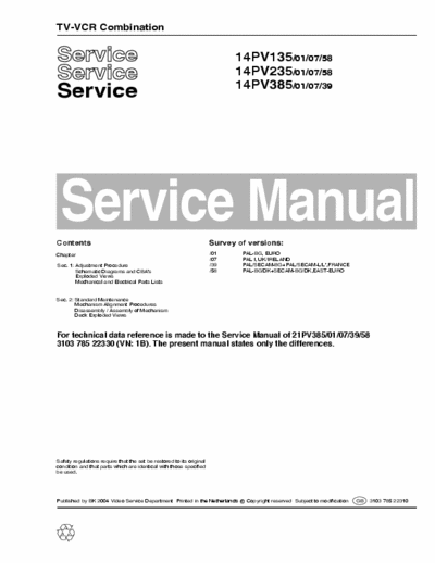 Philips Combi 14PV135 14PV235 14PV385 Service Manual - TV-VCR Combination - ver. /01 /07 /39 /58 - pag. 87